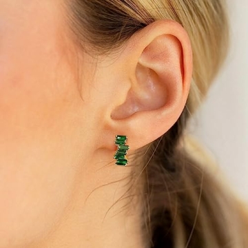 Me&Hz Green Huggie Earrings Perfect for Everyday Wear