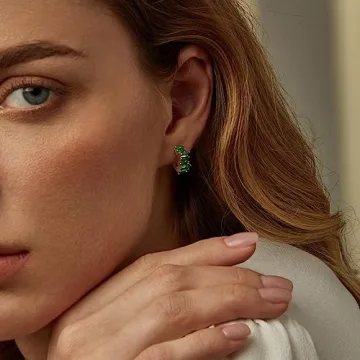 Me&Hz Green Huggie Earrings Perfect for Everyday Wear