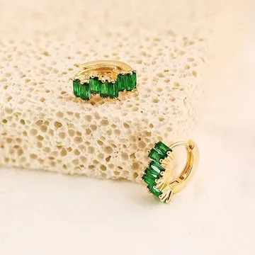 Me&Hz Green Huggie Earrings Perfect for Everyday Wear