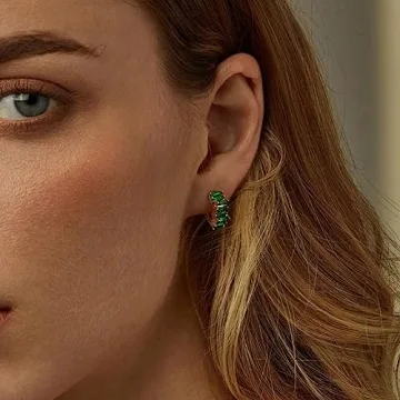 Me&Hz Green Huggie Earrings Perfect for Everyday Wear