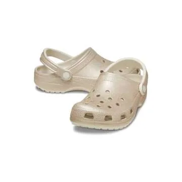 Crocs Unisex Classic Sparkly Clog, Metallic and Glitter Shoes, Champagne, Numeric_8 US Men