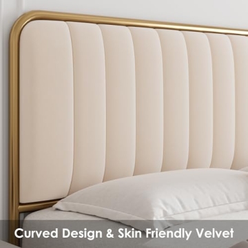 HITHOS King Size Bed Frame with Storage Drawers Golden