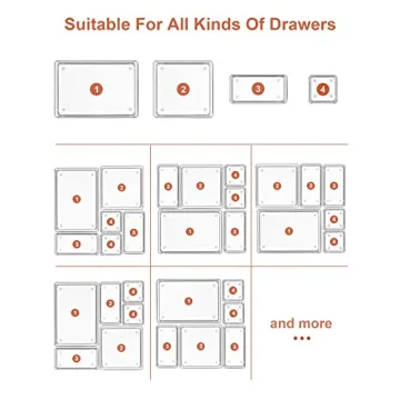 SMARTAKE 7-Piece Drawer Organizer with Non-Slip Silicone Pads, 4-Size Desk Drawer Organizer Trays Storage Tray for Makeup, Jewelries, Utensils in Bedroom Dresser, Office and Kitchen (Clear)