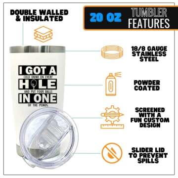 Brooke & Jess Designs - Hole in One 20 oz Golfer Multipurpose Insulated Water Bottle Tumbler Travel ...