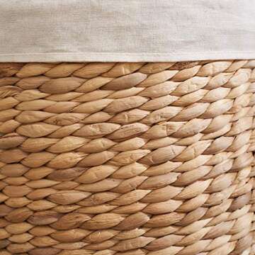 Round Woven Wicker Laundry Hamper with Lid