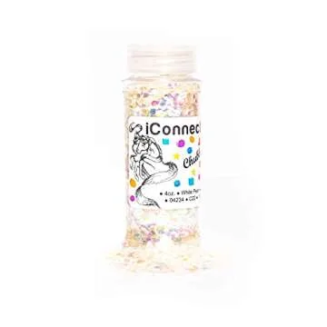 iConnectWith Glitter – White Pearl, Chubby Iridescent Glitter; Multi-use for Crafts, Decorations, Nail Art, Makeup, Tumblers, Resin Art, and DIY Projects