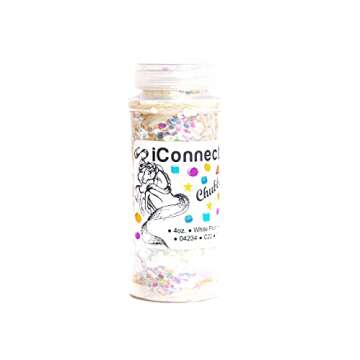iConnectWith Glitter – White Pearl, Chubby Iridescent Glitter; Multi-use for Crafts, Decorations, Nail Art, Makeup, Tumblers, Resin Art, and DIY Projects