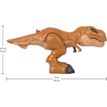 Fisher-Price Imaginext Jurassic World Dinosaur Toy Thrashin’ Action T. rex Figure with Chomping Action for Pretend Play Kids Ages 3+ Years​