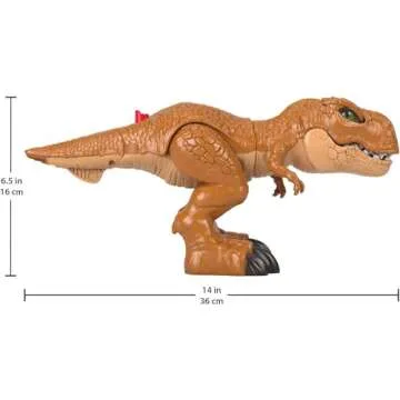 Fisher-Price Imaginext Jurassic World Dinosaur Toy Thrashin’ Action T. rex Figure with Chomping Action for Pretend Play Kids Ages 3+ Years​