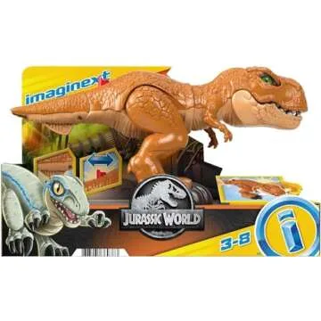 Fisher-Price Imaginext Jurassic World Dinosaur Toy Thrashin’ Action T. rex Figure with Chomping Action for Pretend Play Kids Ages 3+ Years​