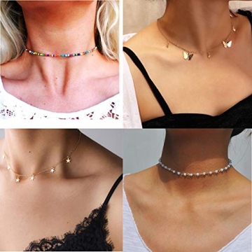 Beaded Choker Necklace Set for Women 12 Pcs Summer Jewelry