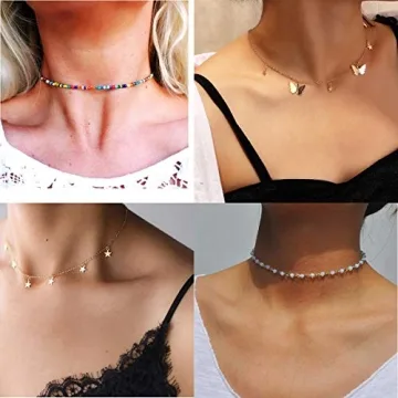 Beaded Choker Necklace Set for Women 12 Pcs Summer Jewelry