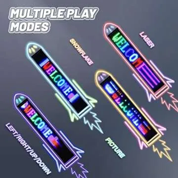 KJOY Programmable Huge Bright LED Signs, 27''x5'' USB 5V, Bluetooth App Control Custom Text Pattern Animation, Scrolling, Flexible LED Display for Car Store Party Bar Hotel