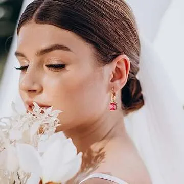 Birthstone Crystal Dangle Earrings with Gift Box