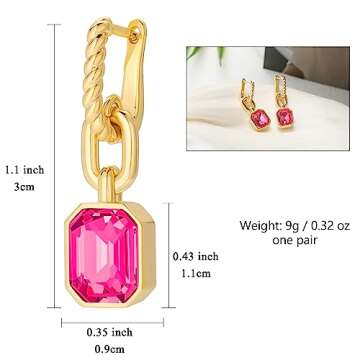 Birthstone Crystal Dangle Earrings with Gift Box