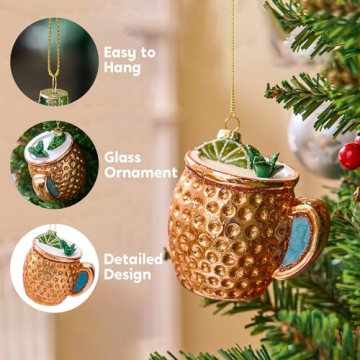 Joiedomi Moscow Mule Glass Ornament for Christmas Decorations