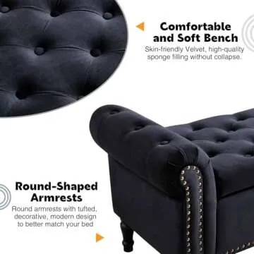 AEMEIOS 67'' Velvet Storage Bench for King Beds