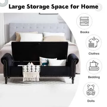 AEMEIOS 67'' Velvet Storage Bench for King Beds