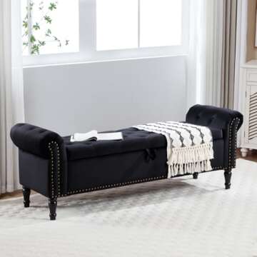 AEMEIOS 67'' Velvet Storage Bench for King Beds