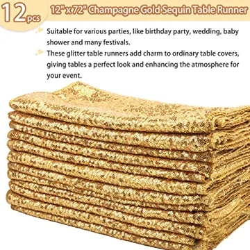 Glitter Sequin Table Runner 12 Packs Champagne Gold
