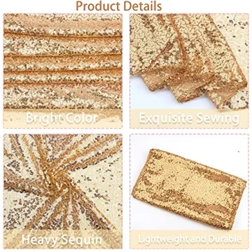 Glitter Sequin Table Runner 12 Packs Champagne Gold