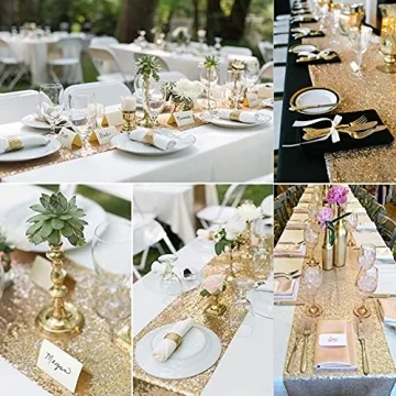 Glitter Sequin Table Runner 12 Packs Champagne Gold