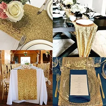Glitter Sequin Table Runner 12 Packs Champagne Gold