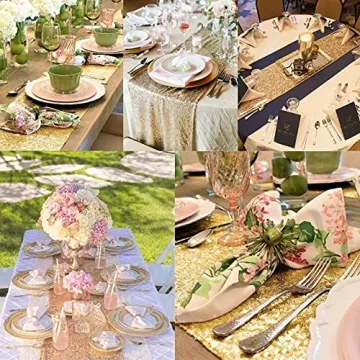 Glitter Sequin Table Runner 12 Packs Champagne Gold
