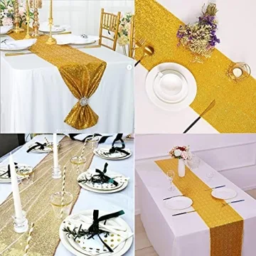 Glitter Sequin Table Runner 12 Packs Champagne Gold