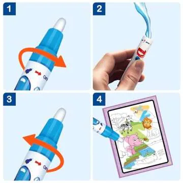 Kids Water Doodle Coloring Activity Book, 2-Pack Underwater & Safari Water Coloring Book for Kids & Toddlers, Color with Water for Paintless Mess-Free Painting, Road Trip Essentials for Kids