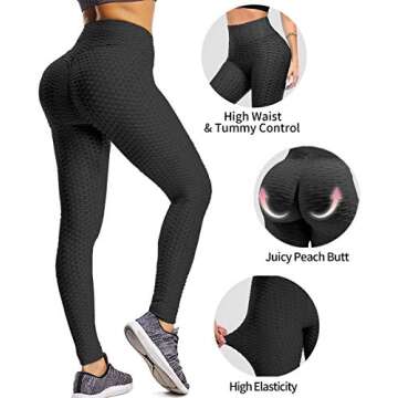 YAMOM High Waist Butt Lifting Anti Cellulite Workout Leggings for Women Yoga Pants Tummy Control Leg...