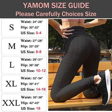 YAMOM High Waist Butt Lifting Anti Cellulite Workout Leggings for Women Yoga Pants Tummy Control Leggings Tight A-Black