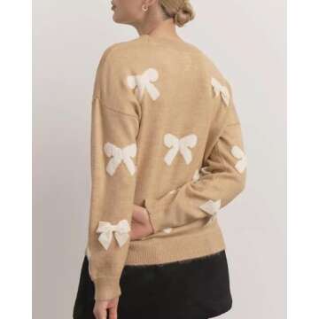 EZAPINE Bow Sweater: Trendy Fall Pullover for Women