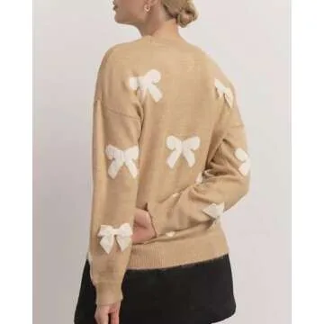 EZAPINE Bow Sweater: Trendy Fall Pullover for Women