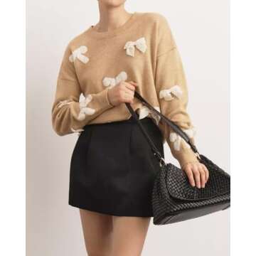 EZAPINE Bow Sweater: Trendy Fall Pullover for Women