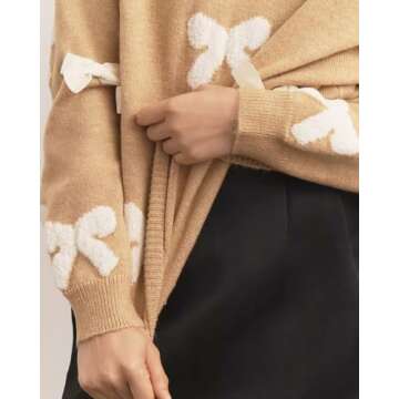 EZAPINE Bow Sweater: Trendy Fall Pullover for Women
