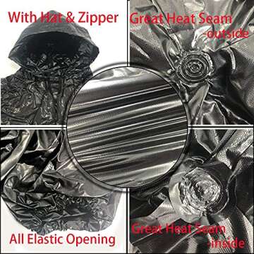 DawnBreak Sauna Sweat Suit for Women/Men with Hoodie Zipper Weight Loss Fitness Exercise Gym Workout Suit Top Pants Black - M