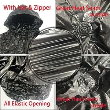 DawnBreak Sauna Sweat Suit for Women/Men with Hoodie Zipper Weight Loss Fitness Exercise Gym Workout Suit Top Pants Black - M