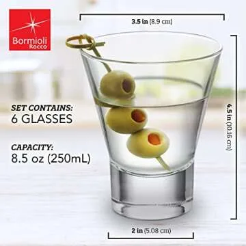 Bormioli Rocco YPSILON Cocktail Glasses - 6-Pack Elegant Set
