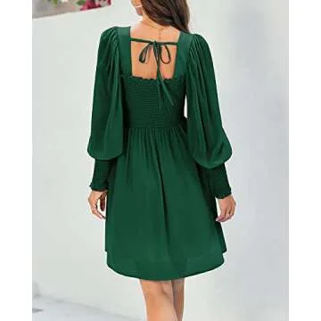 Stylish Damorong Women's Puff Sleeve Square Neck Dress