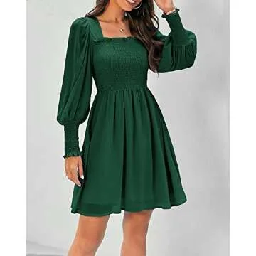 Stylish Damorong Women's Puff Sleeve Square Neck Dress