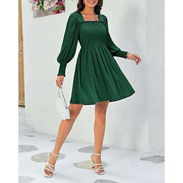 Stylish Damorong Women's Puff Sleeve Square Neck Dress