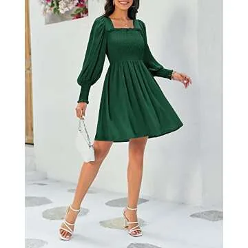 Stylish Damorong Women's Puff Sleeve Square Neck Dress