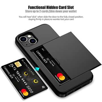 Nvollnoe for iPhone 13 Case with Card Holder Heavy Duty Protective Dual Layer Shockproof Hidden Card...