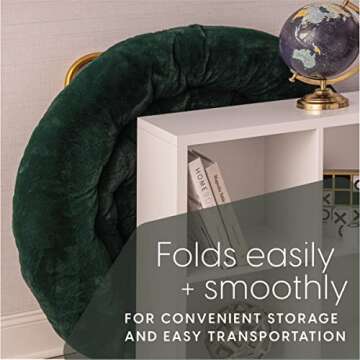 Milliard Faux Fur Saucer Chair, Foldable Comfy Bedroom Chair, Cozy Dorm Lounge Chair for Kids, Teens, and Adults, X-Large, Green