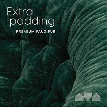 Milliard Faux Fur Saucer Chair, Foldable Comfy Bedroom Chair, Cozy Dorm Lounge Chair for Kids, Teens, and Adults, X-Large, Green