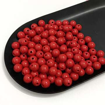 LIMAOLLY 300 Pcs Red Acrylic Round Beads for DIY Jewelry Making
