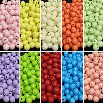 LIMAOLLY 300 Pcs Red Acrylic Round Beads for Crafts