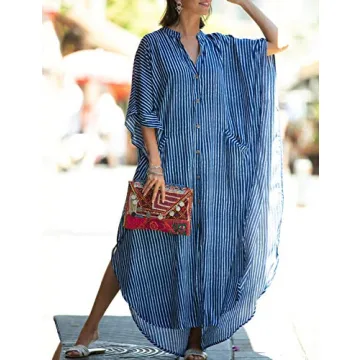 Chunoy Kimono Sleeve V Neck Kaftan for Beach Style
