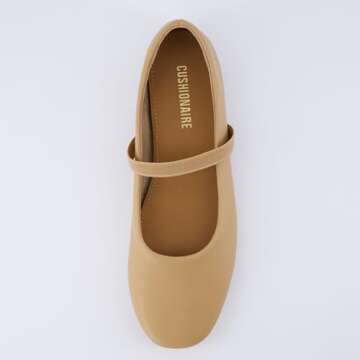 CUSHIONAIRE Women's Gigi Mary Jane Flat with +Memory Foam and Wide Widths Available, Tan 8